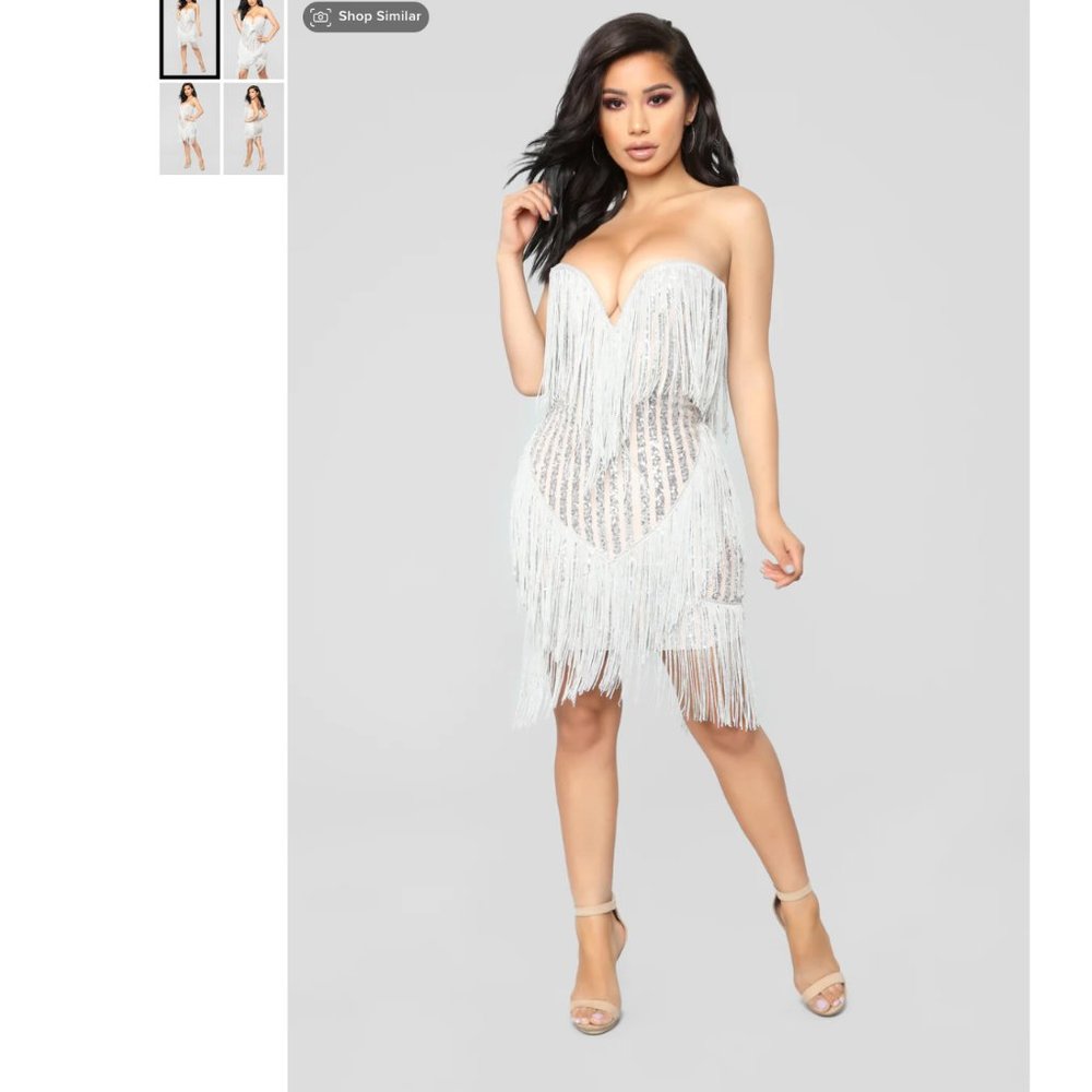Sequin fringe party dress, S